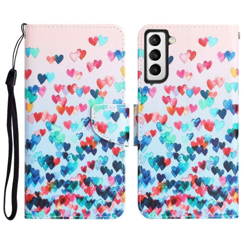 Flip Case Für Samsung Galaxy S23 Plus 5G Mit Kordel Nur Strappy Hearts