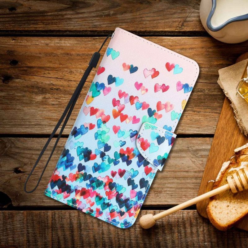 Flip Case Für Samsung Galaxy S23 Plus 5G Mit Kordel Nur Strappy Hearts