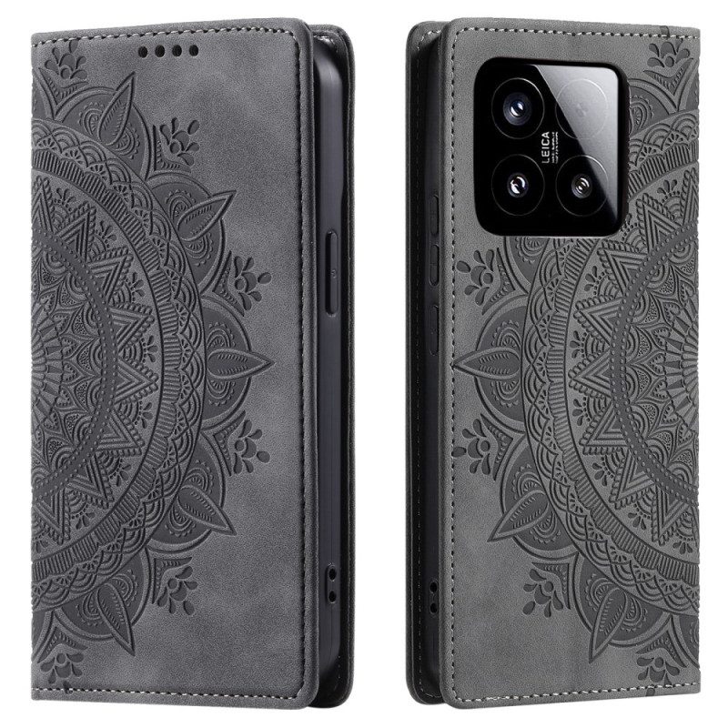 Flip Case Für Xiaomi 15 Mandala Wildlederoptik