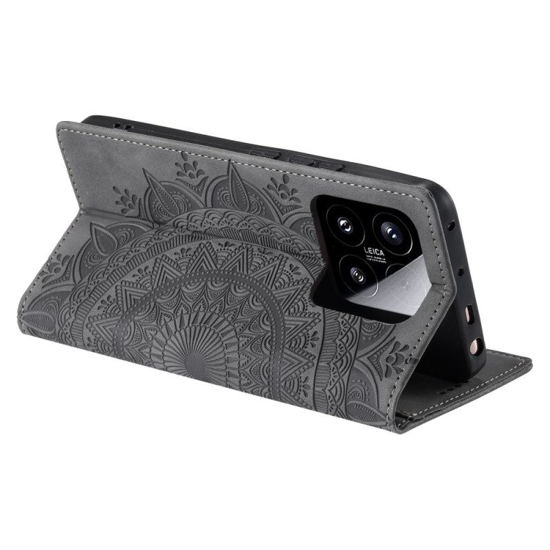 Flip Case Für Xiaomi 15 Mandala Wildlederoptik