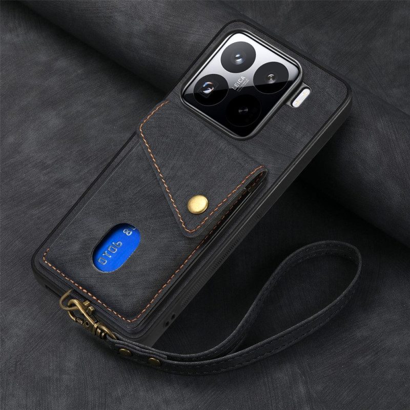 Hülle Xiaomi 15 Handyhülle Kartenhalter Und Trageband In Wildlederoptik