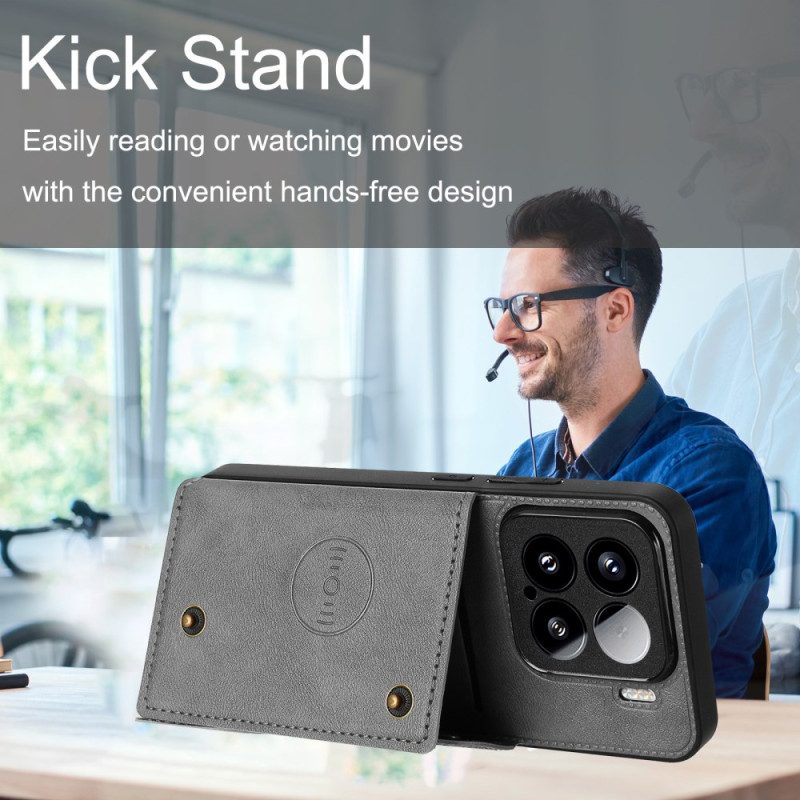 Hülle Xiaomi 15 Kartenhalter Und Ständer In Lederoptik