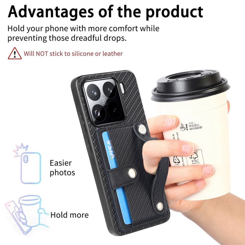 Hülle Xiaomi 15 Kartenhalter Und Trageband Aus Kohlefaser