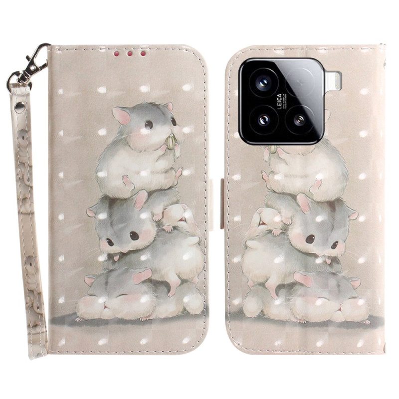 Lederhüllen Für Xiaomi 15 Hamster-schlüsselband