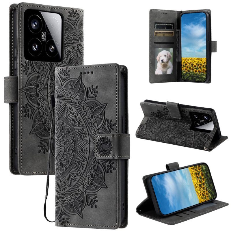 Lederhüllen Für Xiaomi 15 Mandala Wildleder-effekt