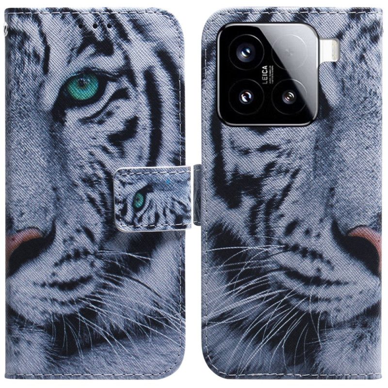 Lederhüllen Für Xiaomi 15 Weißer Tiger