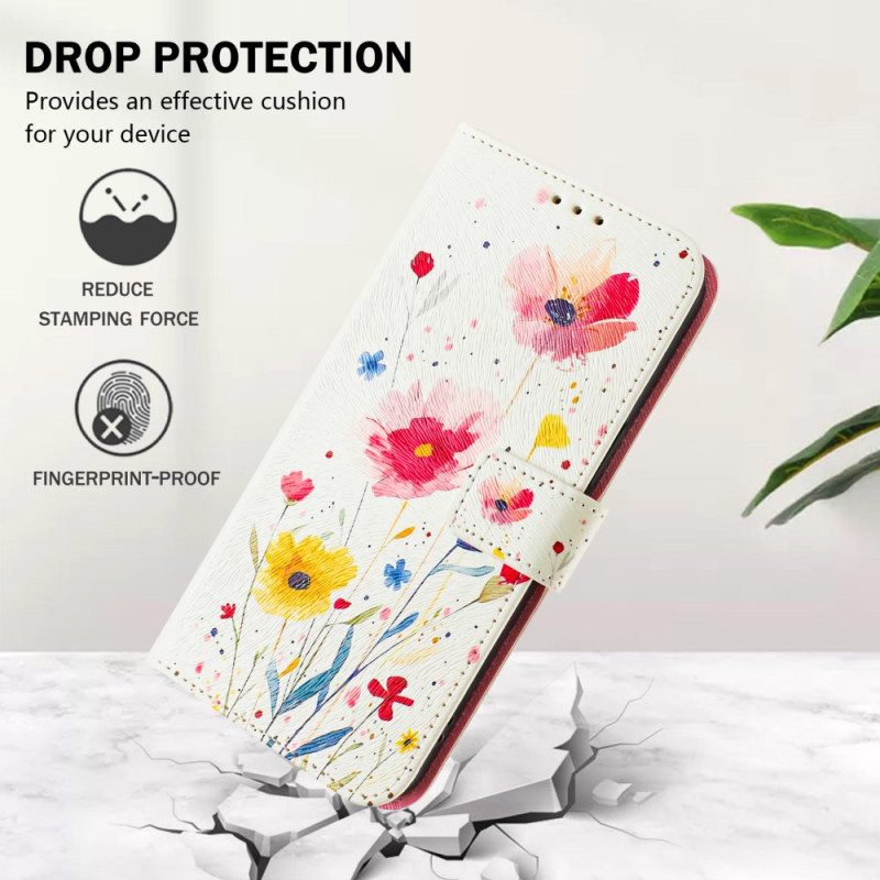 Lederhüllen Xiaomi 15 Blumenmotiv