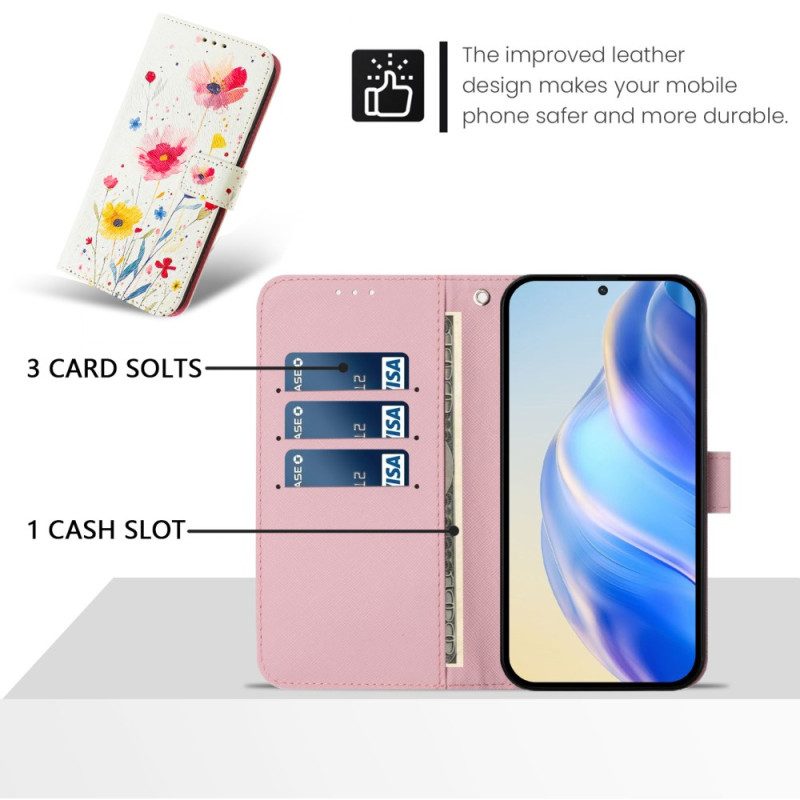 Lederhüllen Xiaomi 15 Blumenmotiv