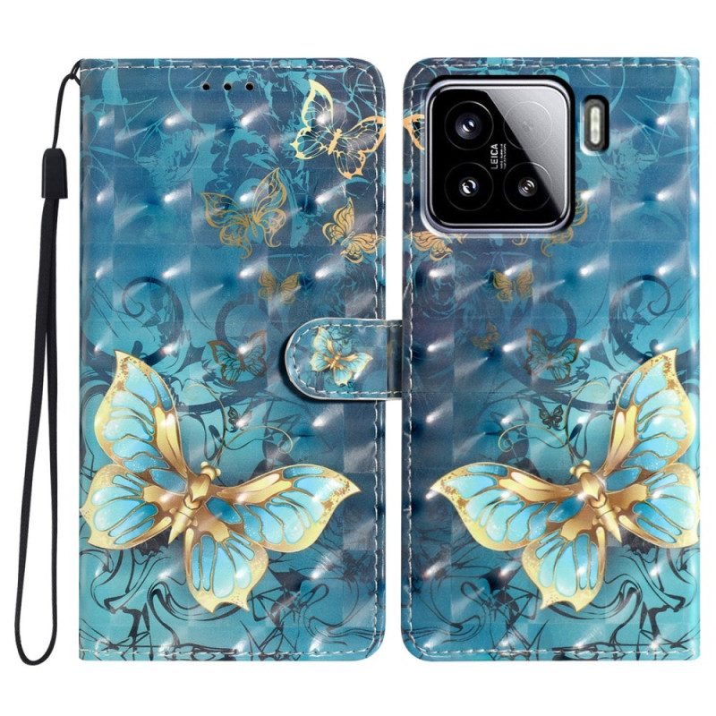Lederhüllen Xiaomi 15 Handyhülle 3d-schmetterlinge