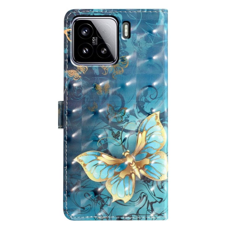 Lederhüllen Xiaomi 15 Handyhülle 3d-schmetterlinge