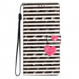 Lederhüllen Xiaomi 15 Handyhülle 3d-streifen Und Herzen