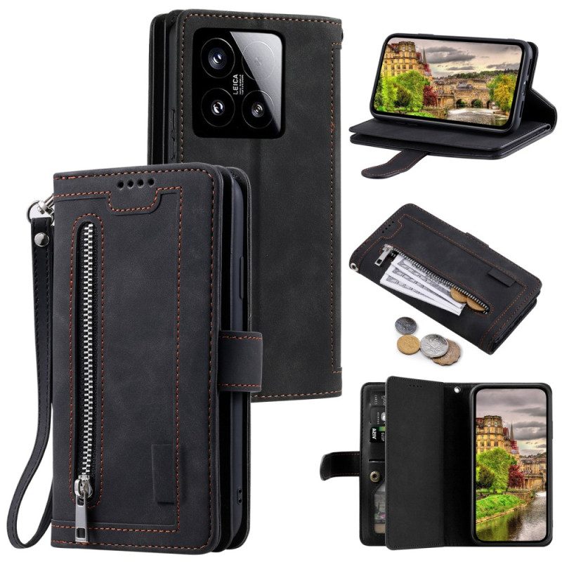 Lederhüllen Xiaomi 15 Handyhülle Geldbörse Mit Reißverschluss