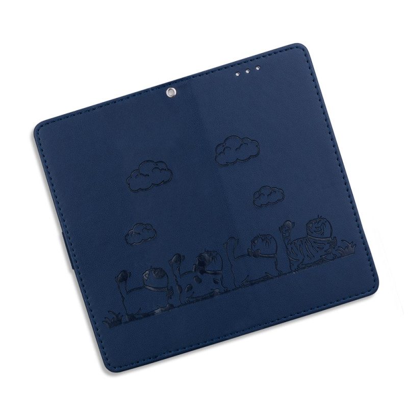 Lederhüllen Xiaomi 15 Handyhülle Katzenmotiv-riemen