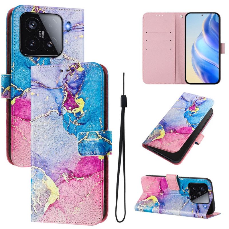 Lederhüllen Xiaomi 15 Handyhülle Mehrfarbiger Marmor