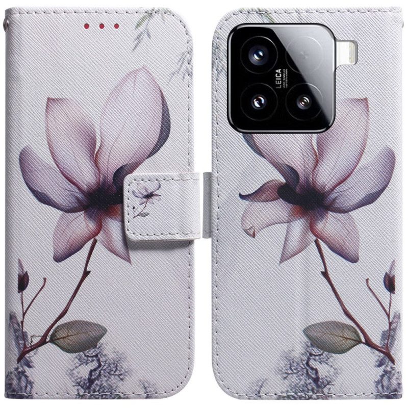 Lederhüllen Xiaomi 15 Handyhülle Rosa Blume