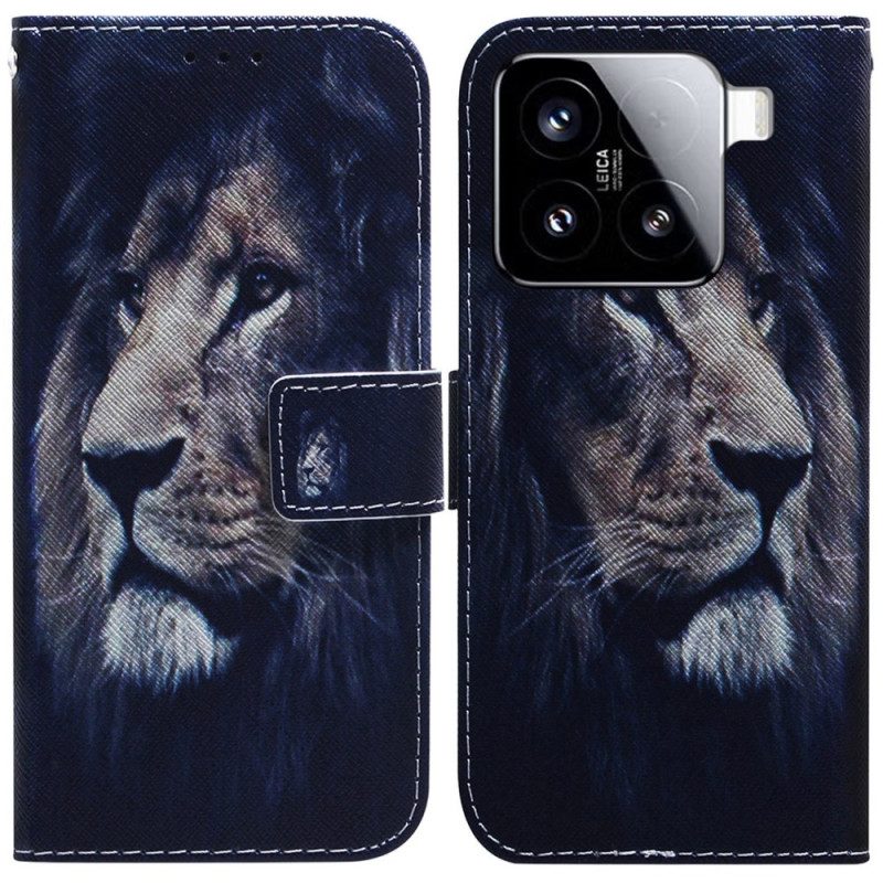 Lederhüllen Xiaomi 15 Handyhülle Träumender Löwe