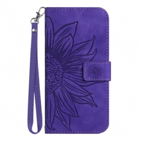 Lederhüllen Xiaomi 15 Lanyard Mit Sonnenblumenmuster