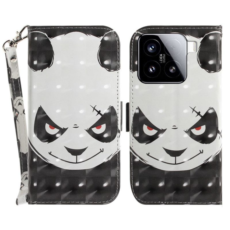Lederhüllen Xiaomi 15 Panda-lanyard (wütend)