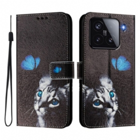 Lederhüllen Xiaomi 15 Schmetterling Und Katze