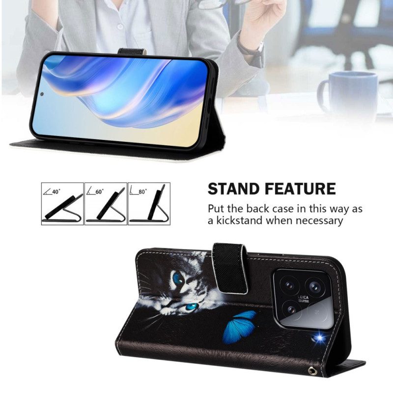 Lederhüllen Xiaomi 15 Schmetterling Und Katze