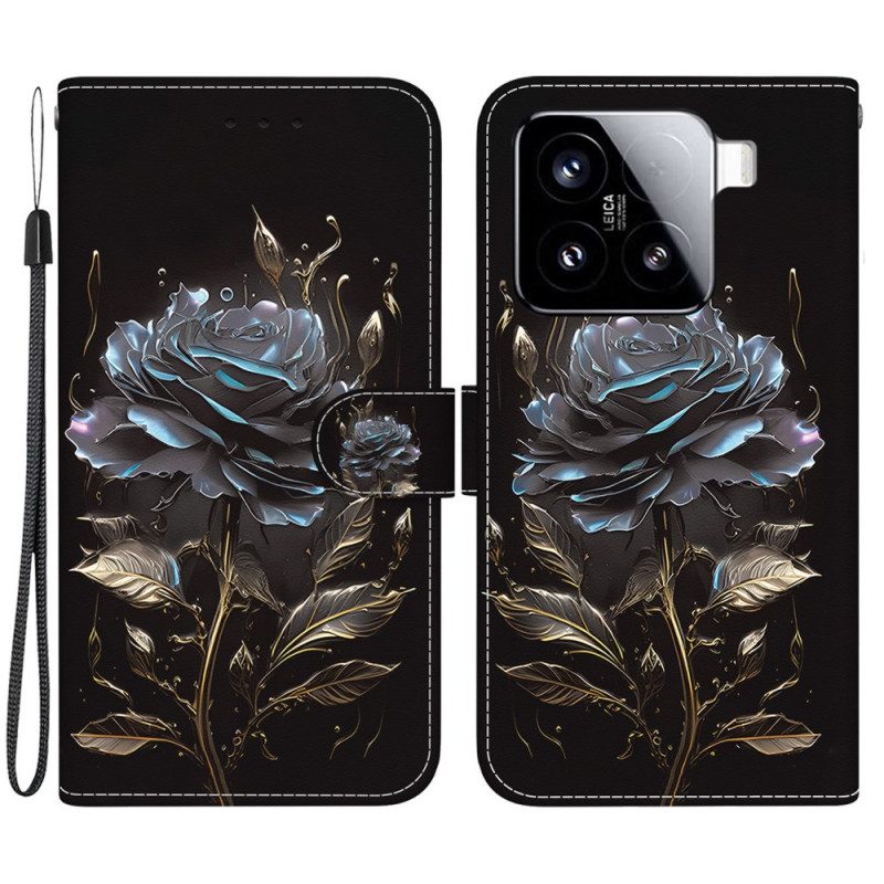 Lederhüllen Xiaomi 15 Schwarze Rose