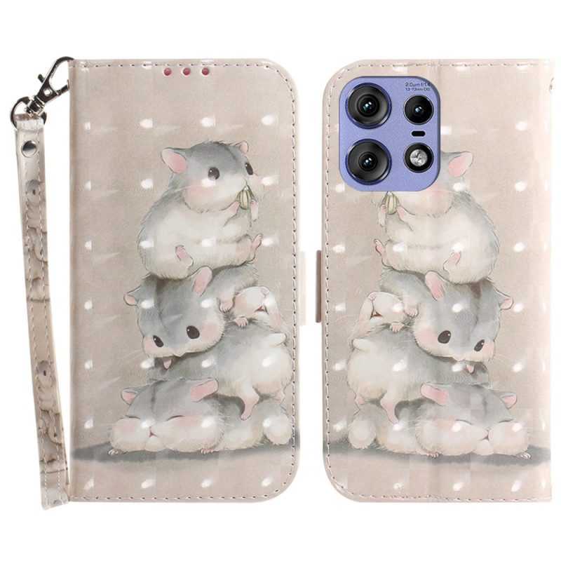 Lederhüllen Motorola Edge 50 Pro Hamster Mit Riemen