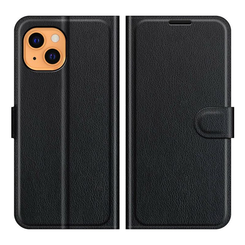Flip Case Für iPhone 13 Mini Klassischer Litschi-ledereffekt