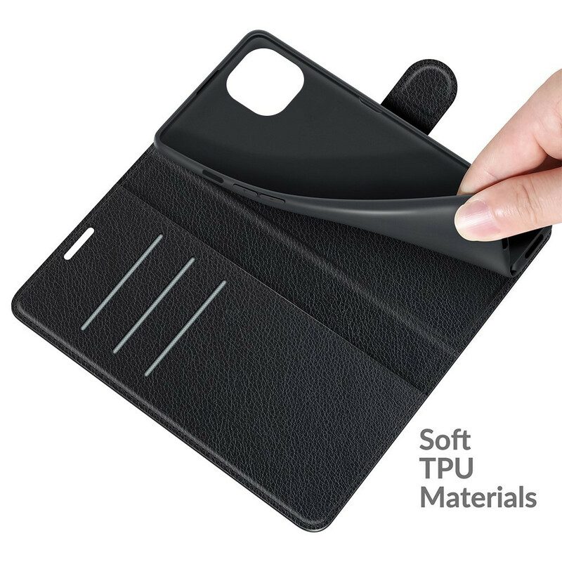 Flip Case Für iPhone 13 Mini Klassischer Litschi-ledereffekt