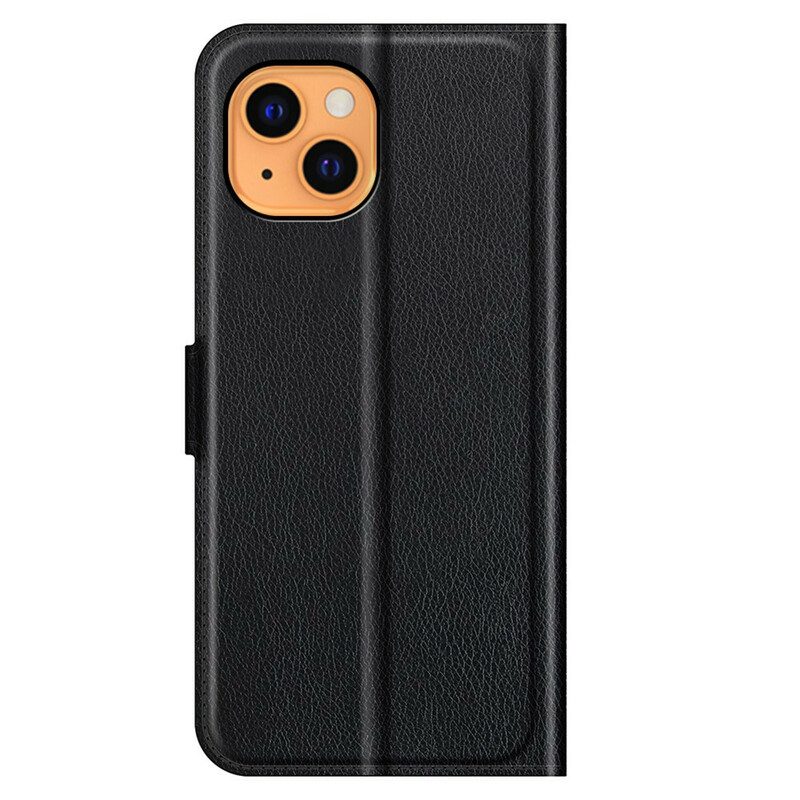 Flip Case Für iPhone 13 Mini Klassischer Litschi-ledereffekt