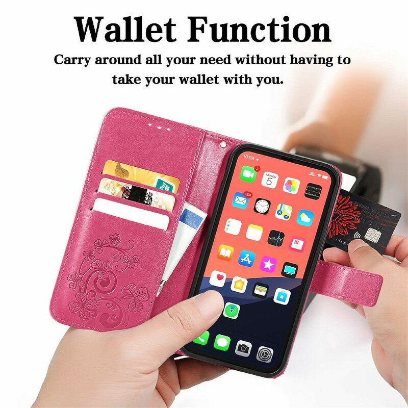 Flip Case Für iPhone 13 Mini Mit Kordel Schmetterlings- Und Blumenarmband