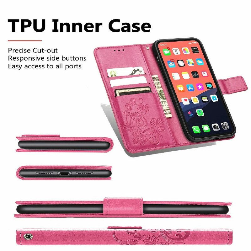Flip Case Für iPhone 13 Mini Mit Kordel Schmetterlings- Und Blumenarmband