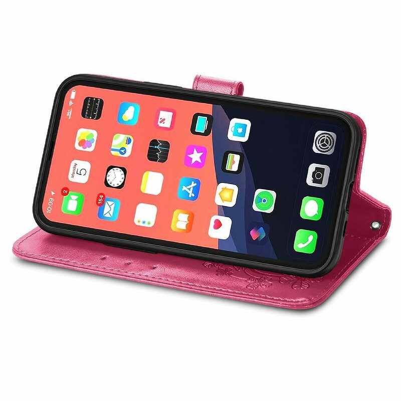 Flip Case Für iPhone 13 Mini Mit Kordel Schmetterlings- Und Blumenarmband