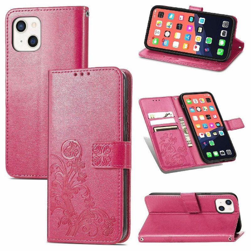 Flip Case Für iPhone 13 Mini Mit Kordel Schmetterlings- Und Blumenarmband