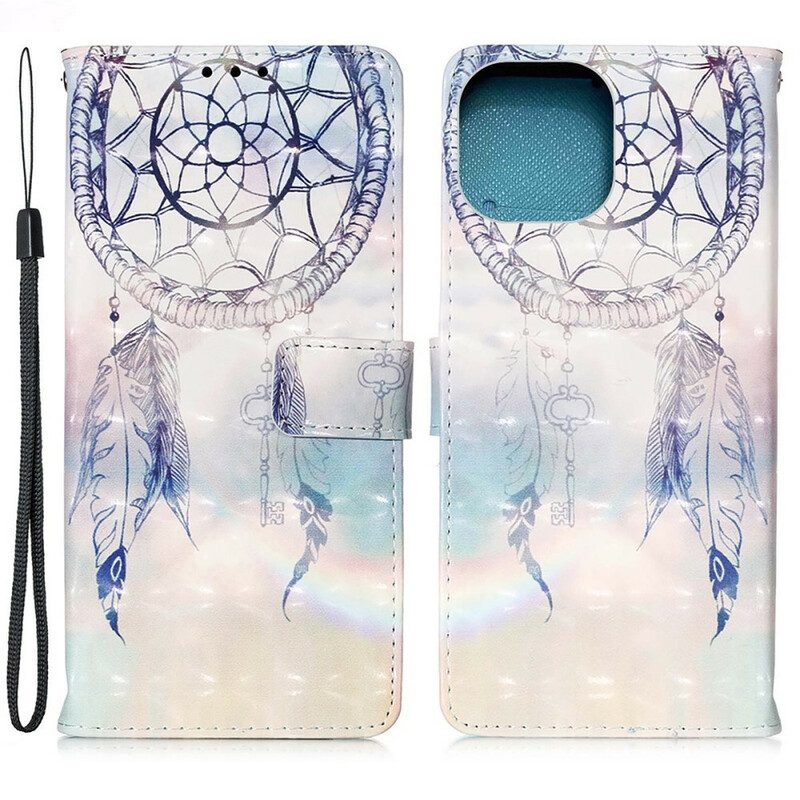 Lederhüllen Für iPhone 13 Mini Aquarell-traumfänger