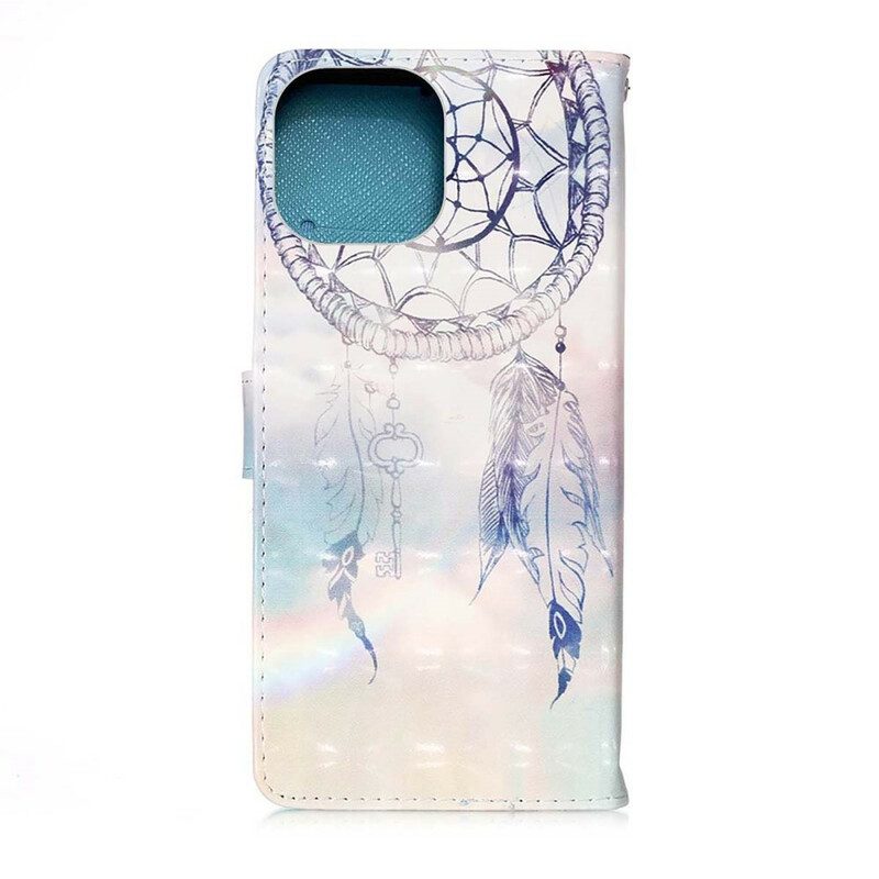 Lederhüllen Für iPhone 13 Mini Aquarell-traumfänger