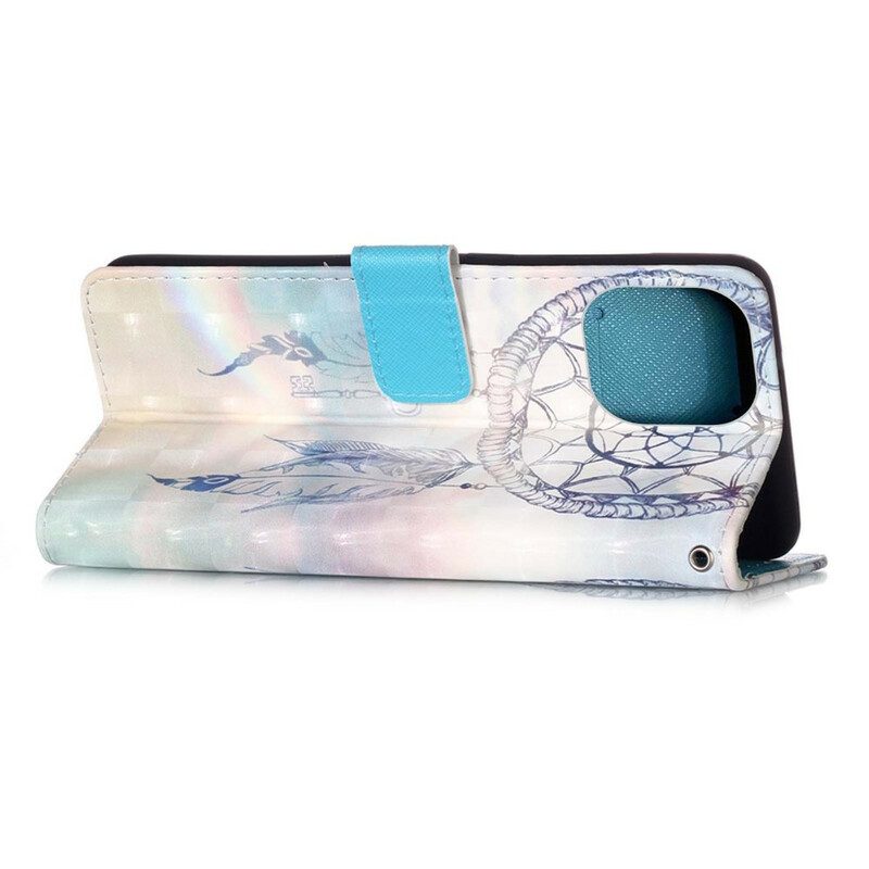 Lederhüllen Für iPhone 13 Mini Aquarell-traumfänger