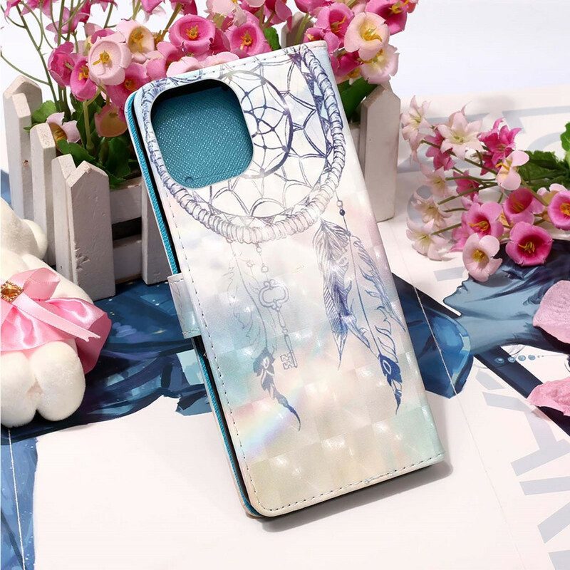 Lederhüllen Für iPhone 13 Mini Aquarell-traumfänger