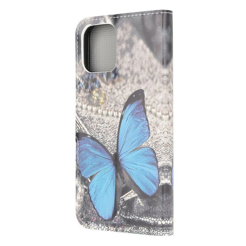 Lederhüllen Für iPhone 13 Mini Blauer Schmetterling