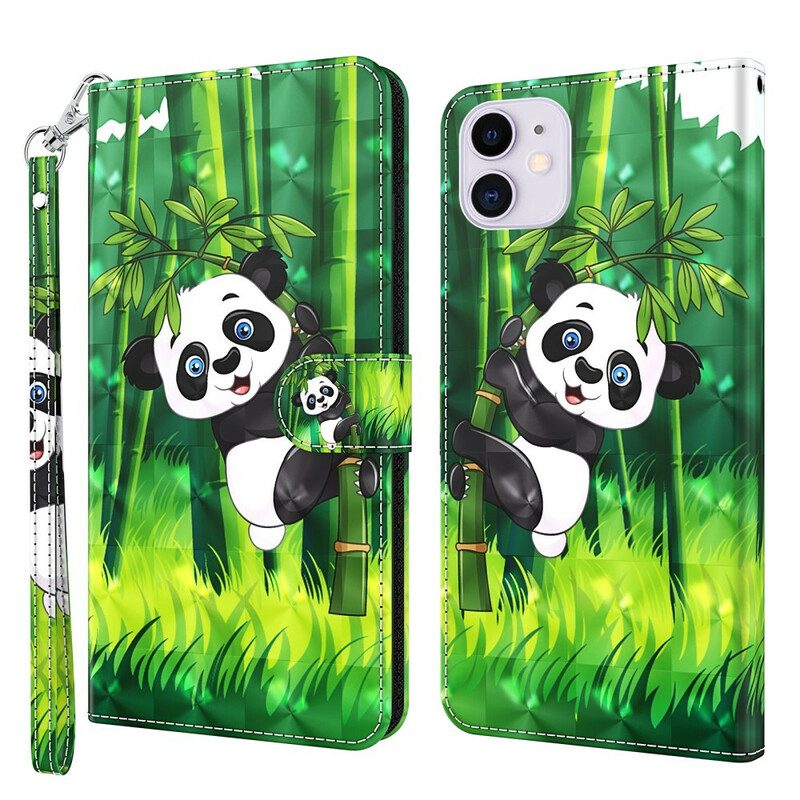 Lederhüllen Für iPhone 13 Mini Panda Und Bambus