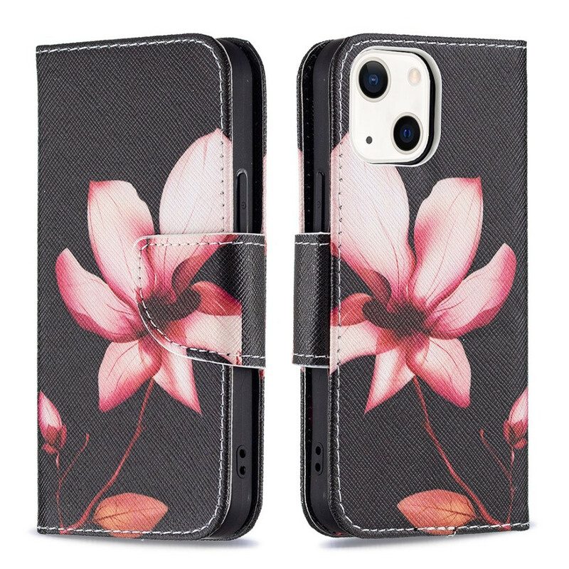 Lederhüllen Für iPhone 13 Mini Pinke Blume