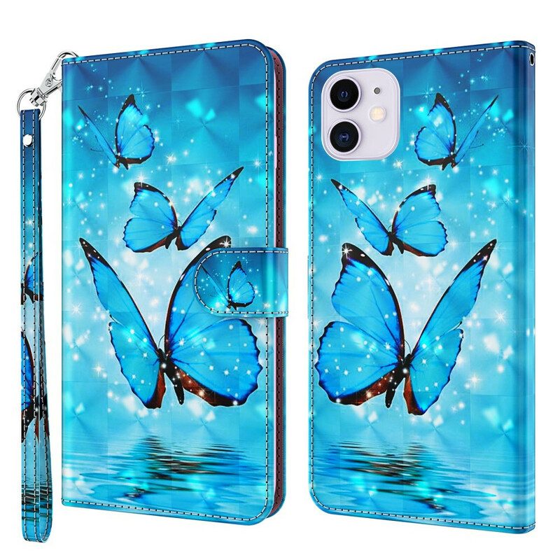 Lederhüllen Für iPhone 13 Mini Schmetterlinge