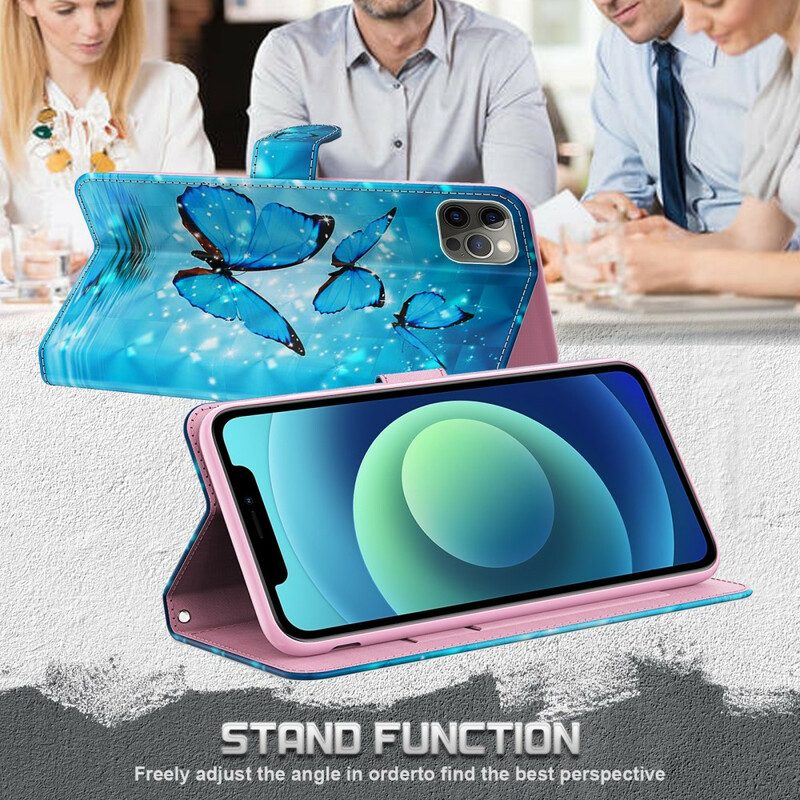 Lederhüllen Für iPhone 13 Mini Schmetterlinge