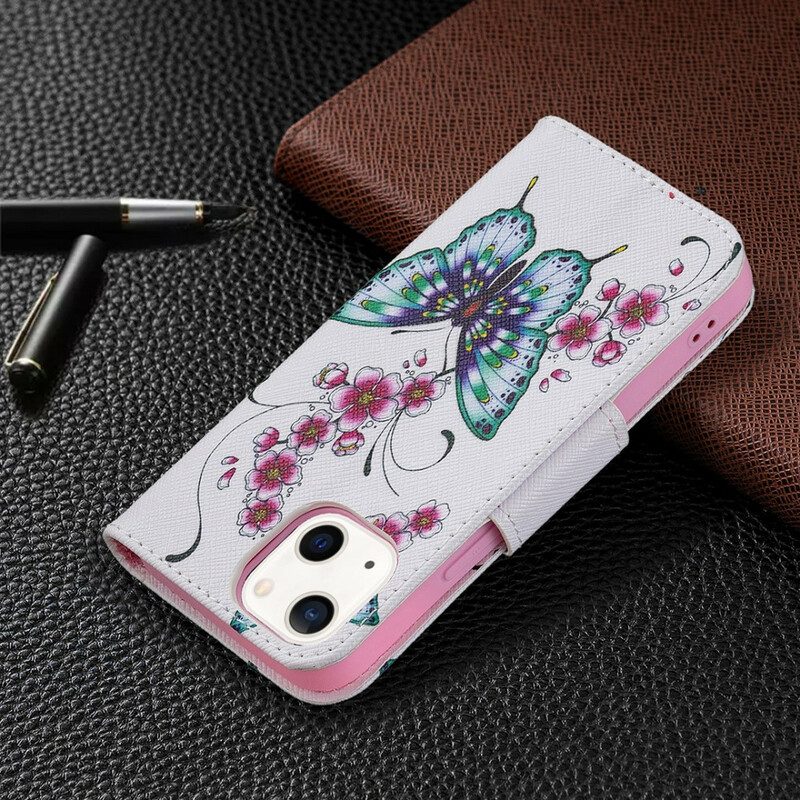 Lederhüllen Für iPhone 13 Mini Wundervolle Schmetterlinge