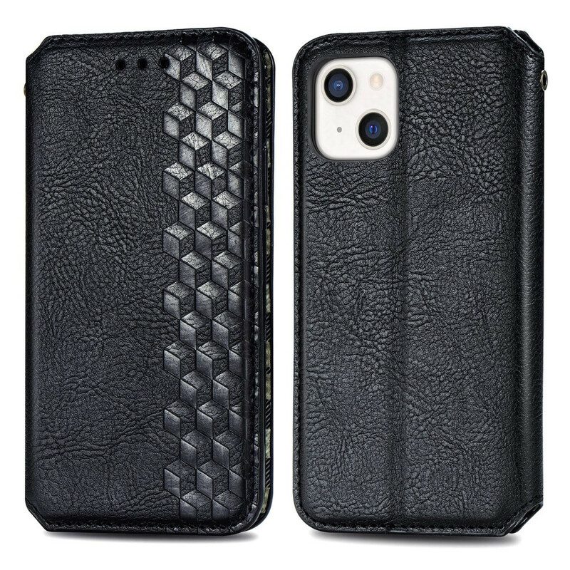 Schutzhülle Für iPhone 13 Mini Flip Case Rautenstruktur In Lederoptik