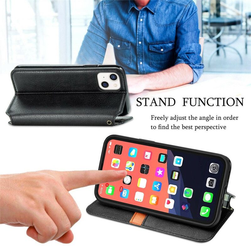 Schutzhülle Für iPhone 13 Mini Flip Case Rautenstruktur In Lederoptik