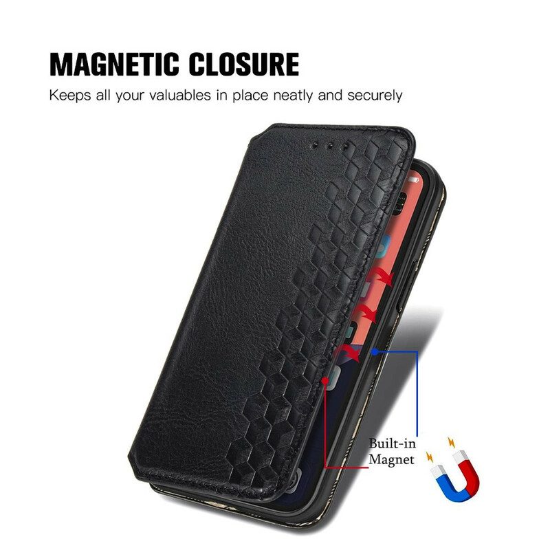 Schutzhülle Für iPhone 13 Mini Flip Case Rautenstruktur In Lederoptik