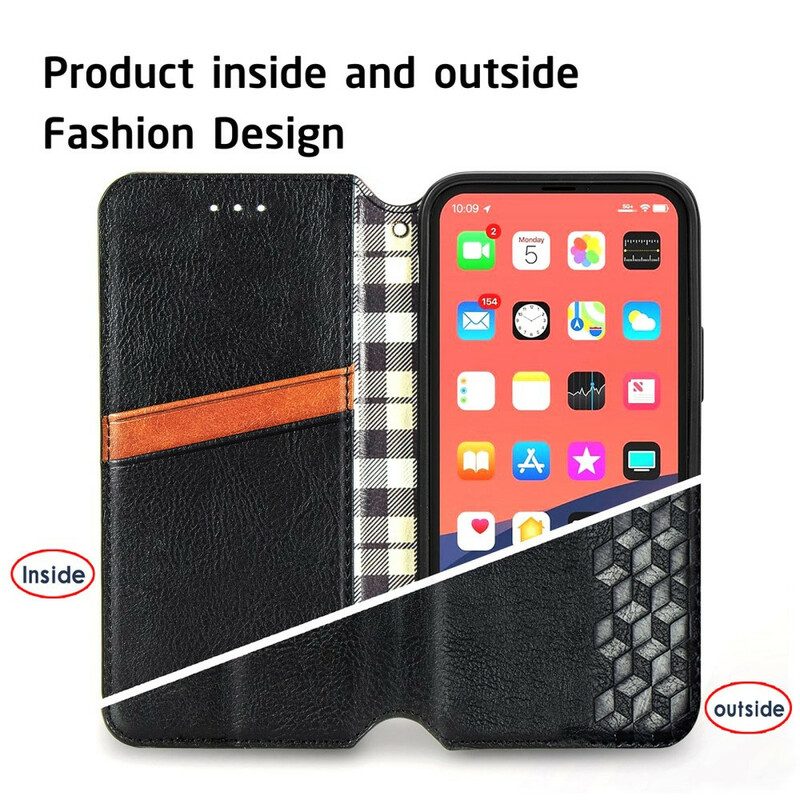 Schutzhülle Für iPhone 13 Mini Flip Case Rautenstruktur In Lederoptik
