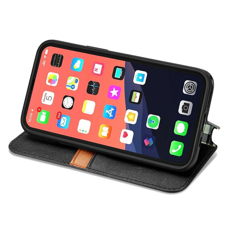Schutzhülle Für iPhone 13 Mini Flip Case Rautenstruktur In Lederoptik