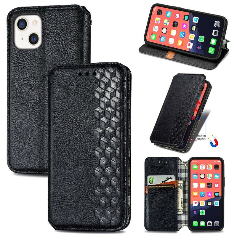 Schutzhülle Für iPhone 13 Mini Flip Case Rautenstruktur In Lederoptik