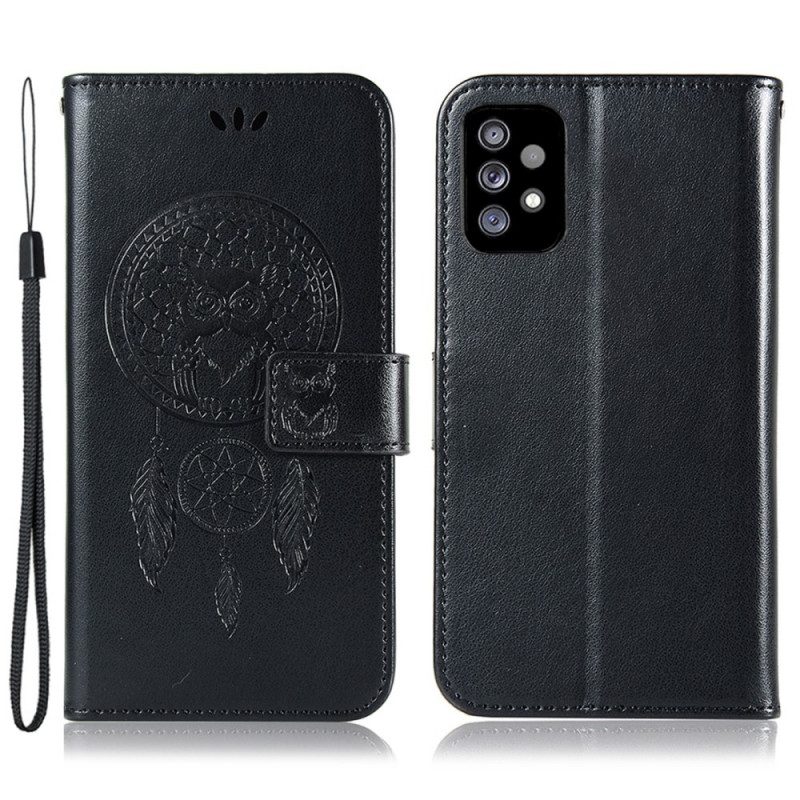 Flip Case Für Samsung Galaxy A33 5G Mit Kordel Eulen-traumfänger Mit Riemen